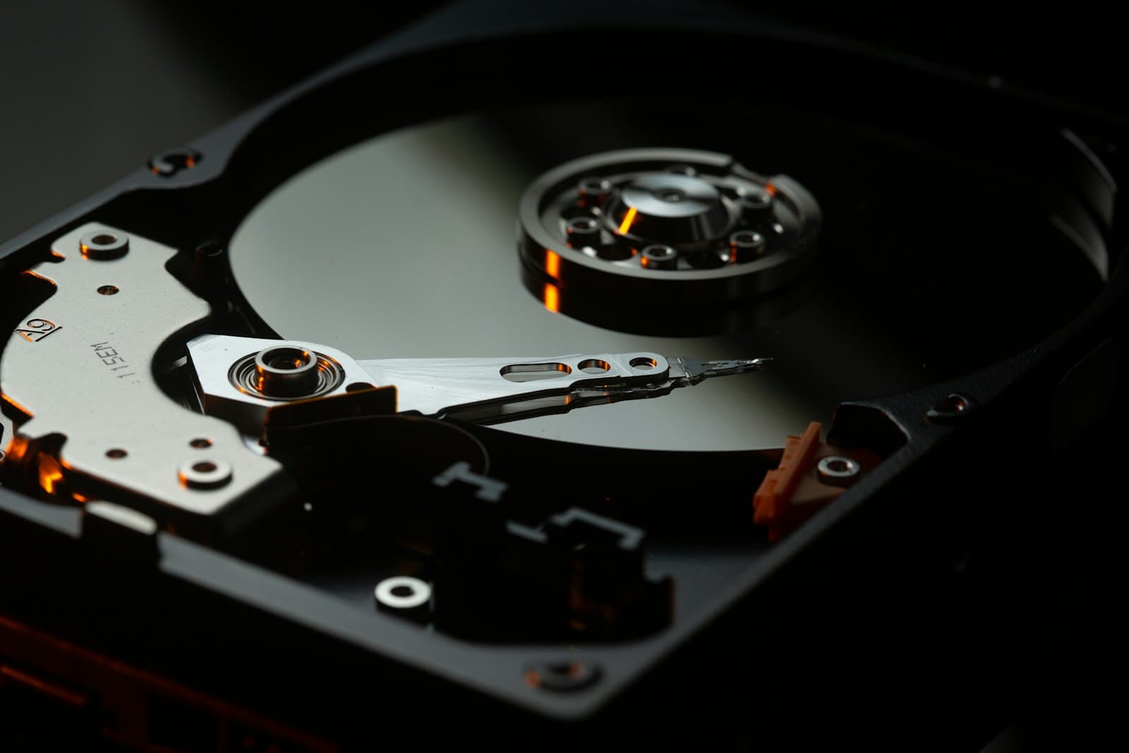 Close-up of storage hardware inside a server chassis