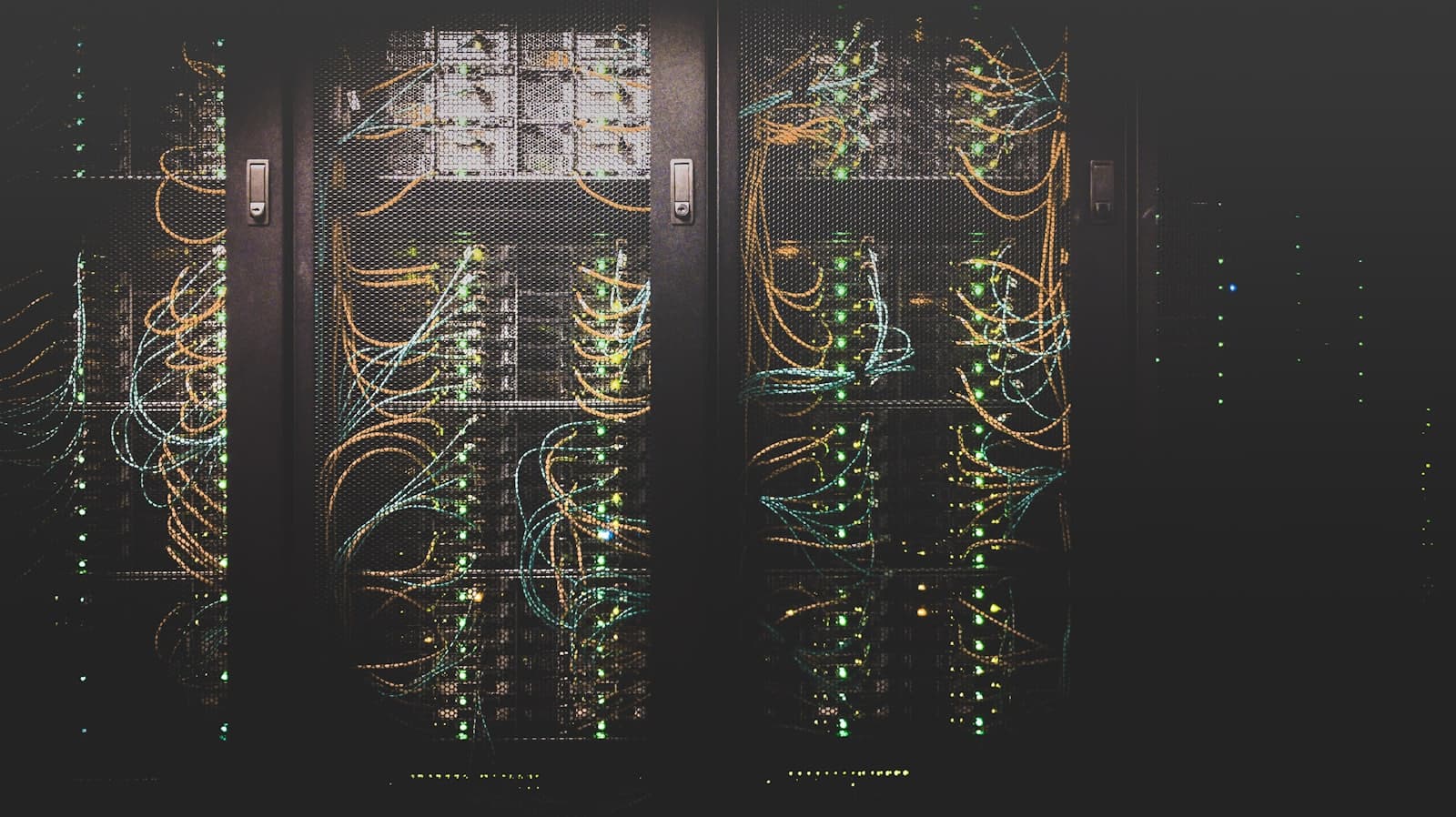 Network racks with structured cabling in a server room