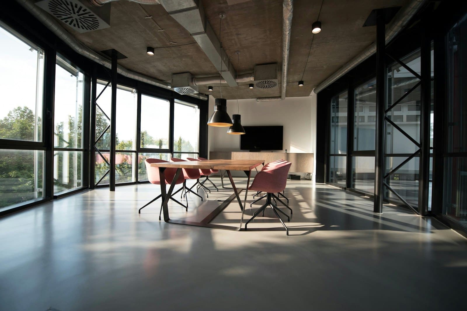 A meeting room set up for a training session